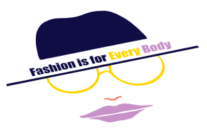 Ein Logo mit einem stilisierten Gesicht und dem Text "Fashion is for Every Body" darunter.