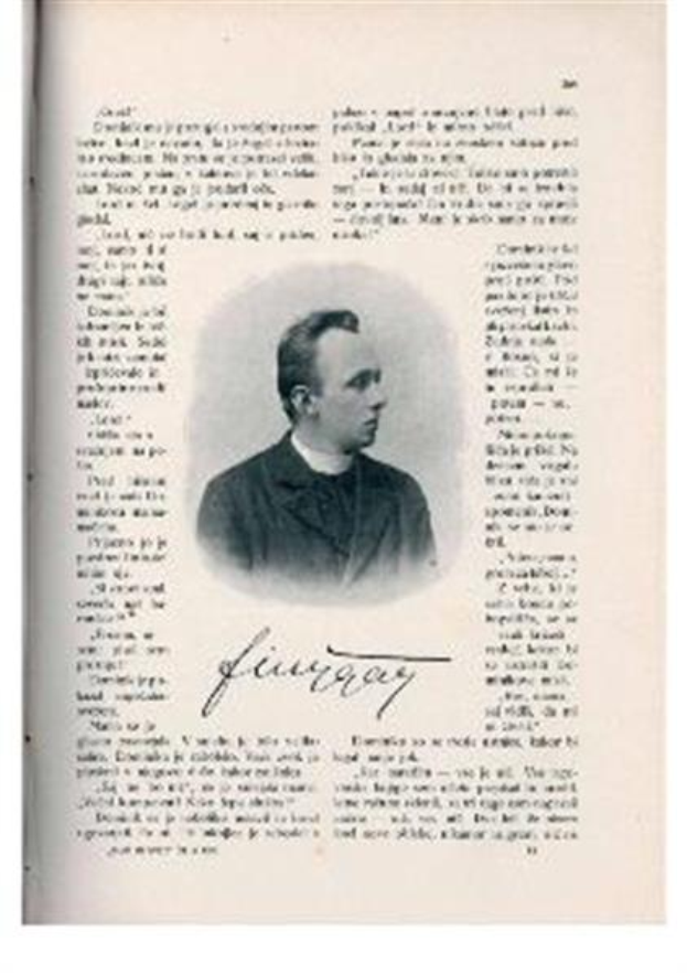 Ein Schwarz-Weiß-Foto eines Mannes in Priesterrobe, der als erster Bischof der Kirche des Heiligen Grabes gilt, mit ernstem Gesichtsausdruck und gefalteten Händen, der in die Ferne schaut.