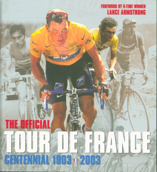 Offizielles Tour-de-France-Jubiläumsplakat 1903–2003, das Radfahrer in einer Gruppe zeigt.