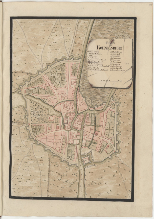 Ein detaillierter historischer Stadtplan von Hohensberg, Deutschland, aus einem alten Buch, der Straßen, Gebäude und Sehenswürdigkeiten zeigt.