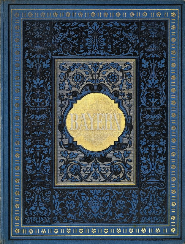 Blau-goldenes Buch mit "Bayern" darauf, verziert mit detaillierten Designs.